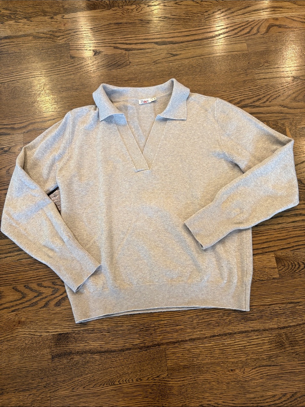 Faherty beige organic cotton elastene Polo Collar Sweater, M